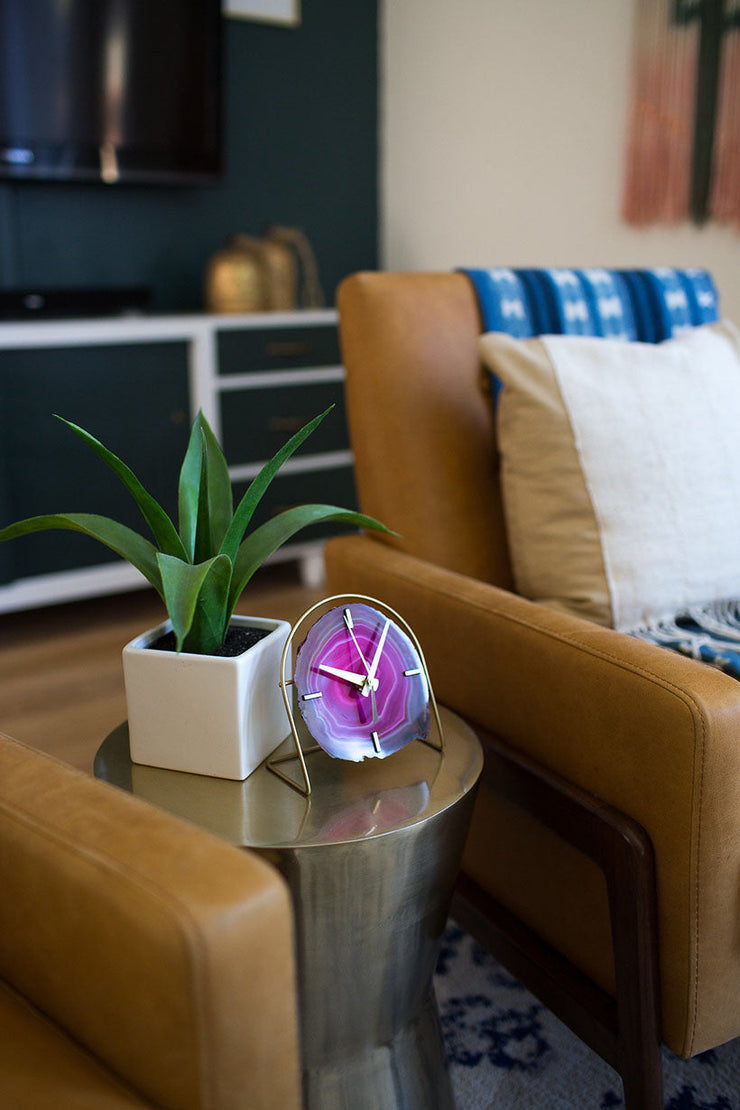 Flamingo Collection | Pink/Fuchsia Agate Desk Clock RTS face options Mod North & Co.