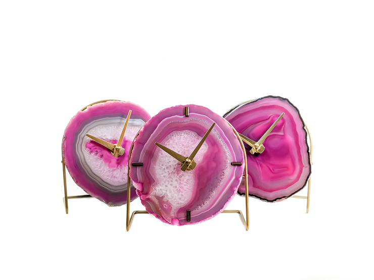 Flamingo Collection | Pink/Fuchsia Agate Desk Clock RTS face options Mod North & Co.