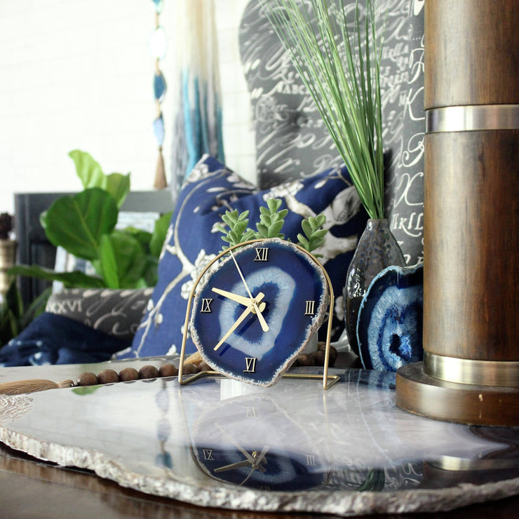 Ocean Collection | Blue Agate Desk Clock rts face options Mod North & Co.