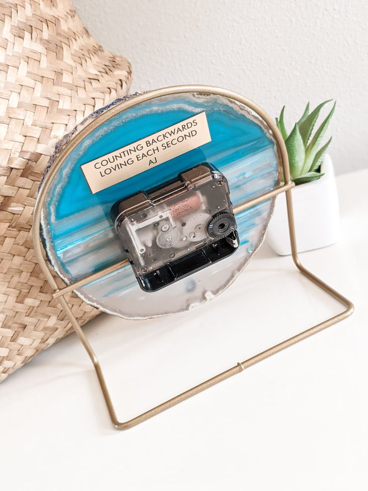 Ocean Collection | Blue Agate Desk Clock rts face options Mod North & Co.