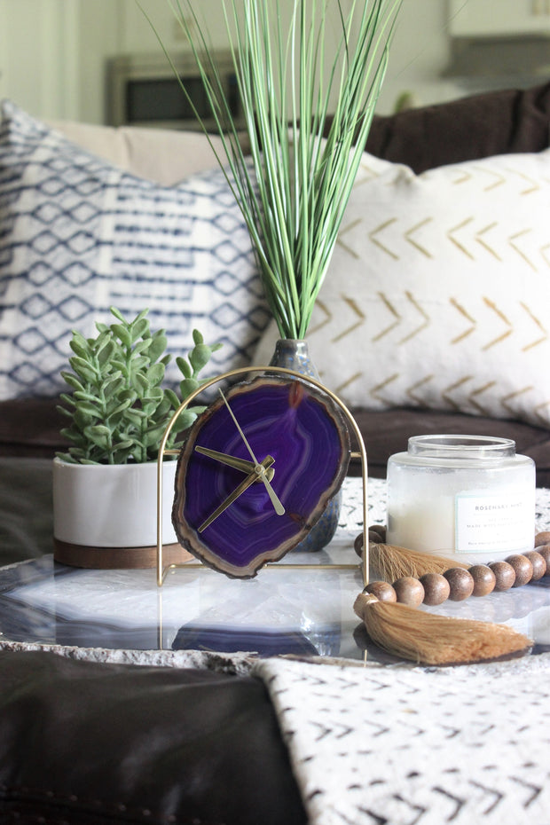 Royal Collection | Amethyst/Purple Agate Desk Clock rts face options Mod North & Co.