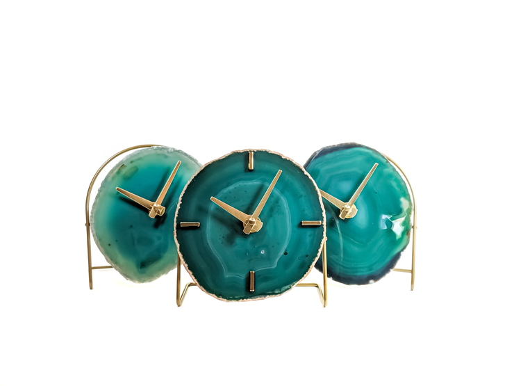Sea Collection | Green Agate Desk Clock rts face options Mod North & Co.