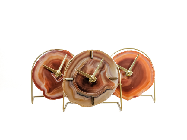 Sunset Collection | Amber/Orange Agate Desk Clock rts face options Mod North & Co.