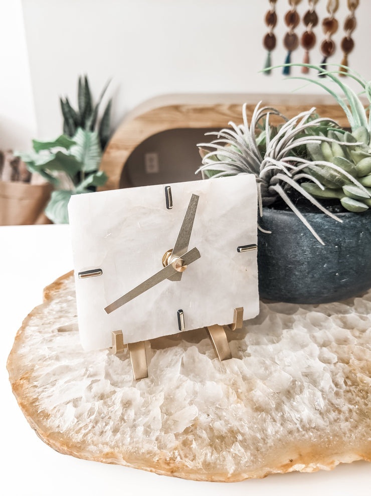 White Quartz Desk Clock Rose Quartz Clock Mod North & Co.