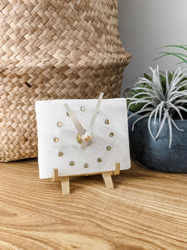 White Quartz Desk Clock Rose Quartz Clock Mod North & Co.